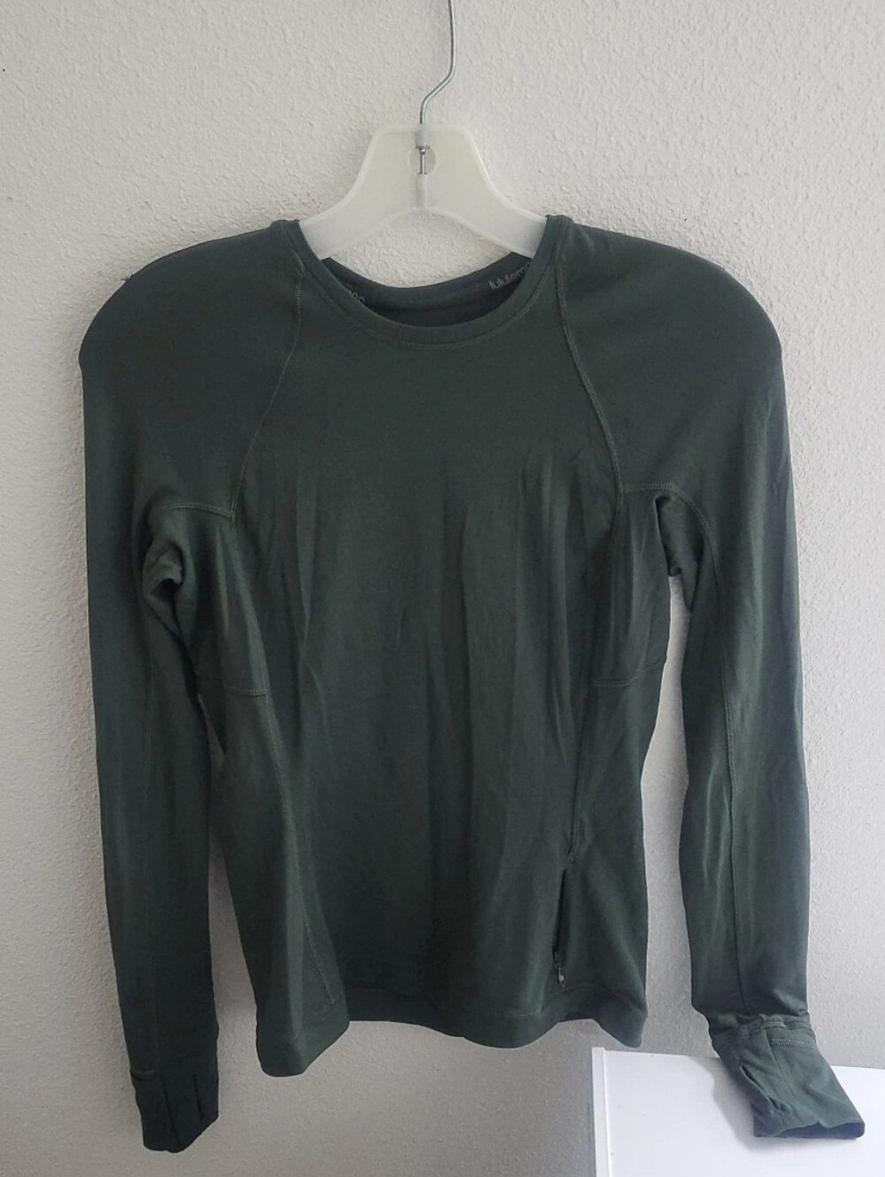Size 4 Lululemon Dark Olive Green Long Sleeve, Thumbholes With Pocket